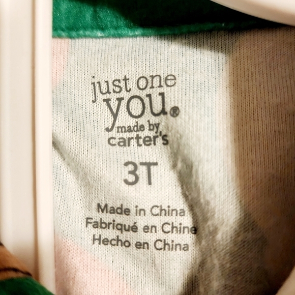 NWT Carter’s Christmas Holiday Pajama Set PJs Santa Claus Reindeer Green New - Picture 5 of 6